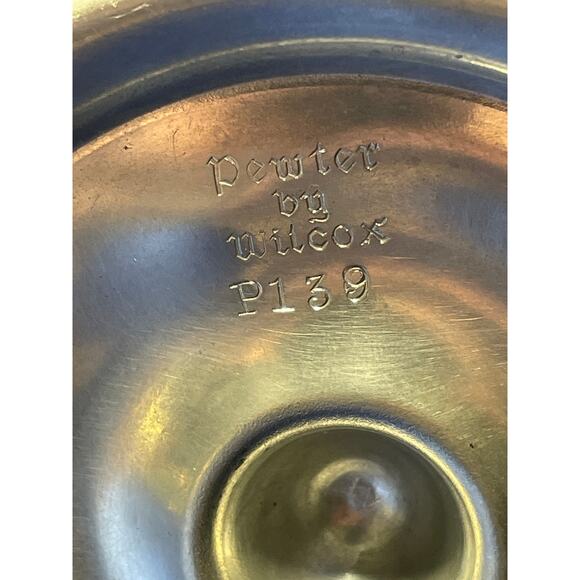 Pair of Ornate Candlestick Holders Pewter by Wilcox P139 - Picture 9 of 9